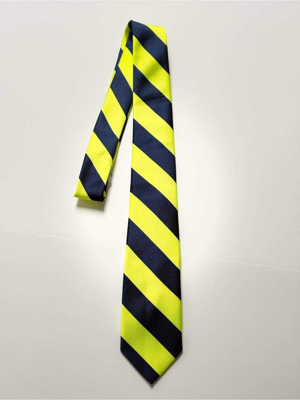 American Eagle Striped Neon Yellow and Navy Tie